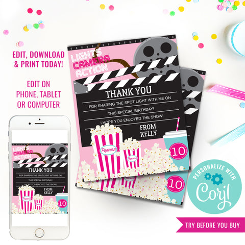 Girl Movie Party Thank-You Cards 