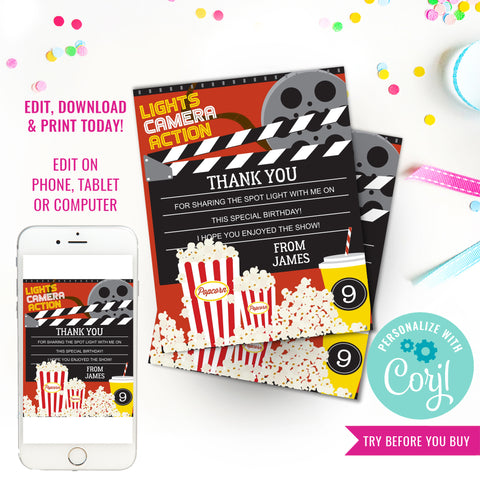Movie Night Party Thank-You Cards