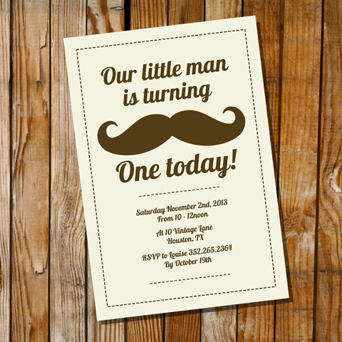Mustache Birthday Party Invitation | Little Man Birthday Invitation