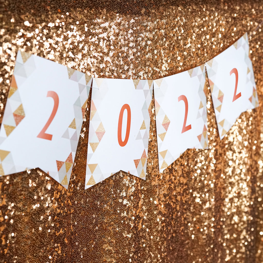 New Year's Eve metallic glitter party banner