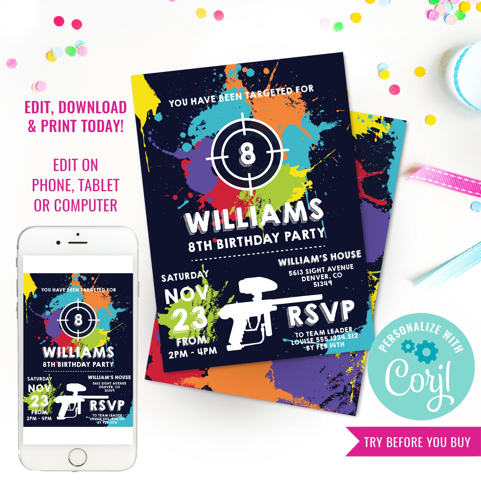 Paintball Birthday Party Invitation for a Boy | Lazer Tag Party Invita – Sunshine Parties paintball-birthday-party-invitation-for-a-boy-lazer-tag-party-invita-sunshine-parties