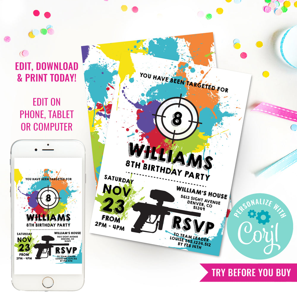 Paintball Party Invitations Free Printable