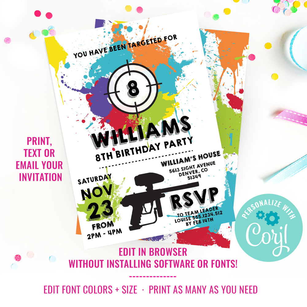 Paintball Party Invitations Free Printable