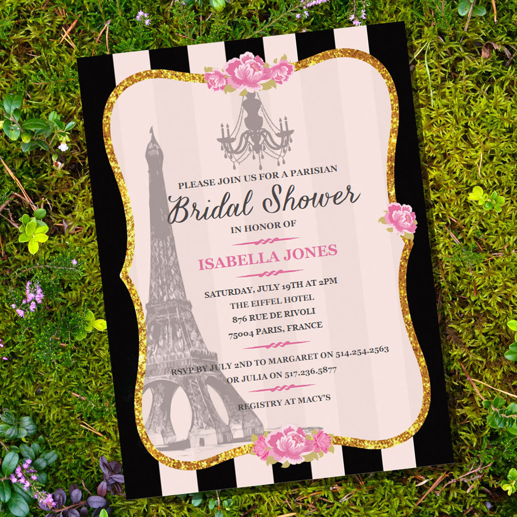 French Parisian Bridal Shower Invitation 