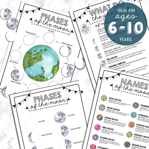 Teaching Kids Moon Phases Activity Sheets