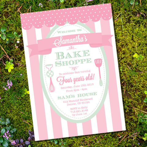 Bake Shoppe Birthday Party Invitation | Vintage Inspired Baking Party Invite