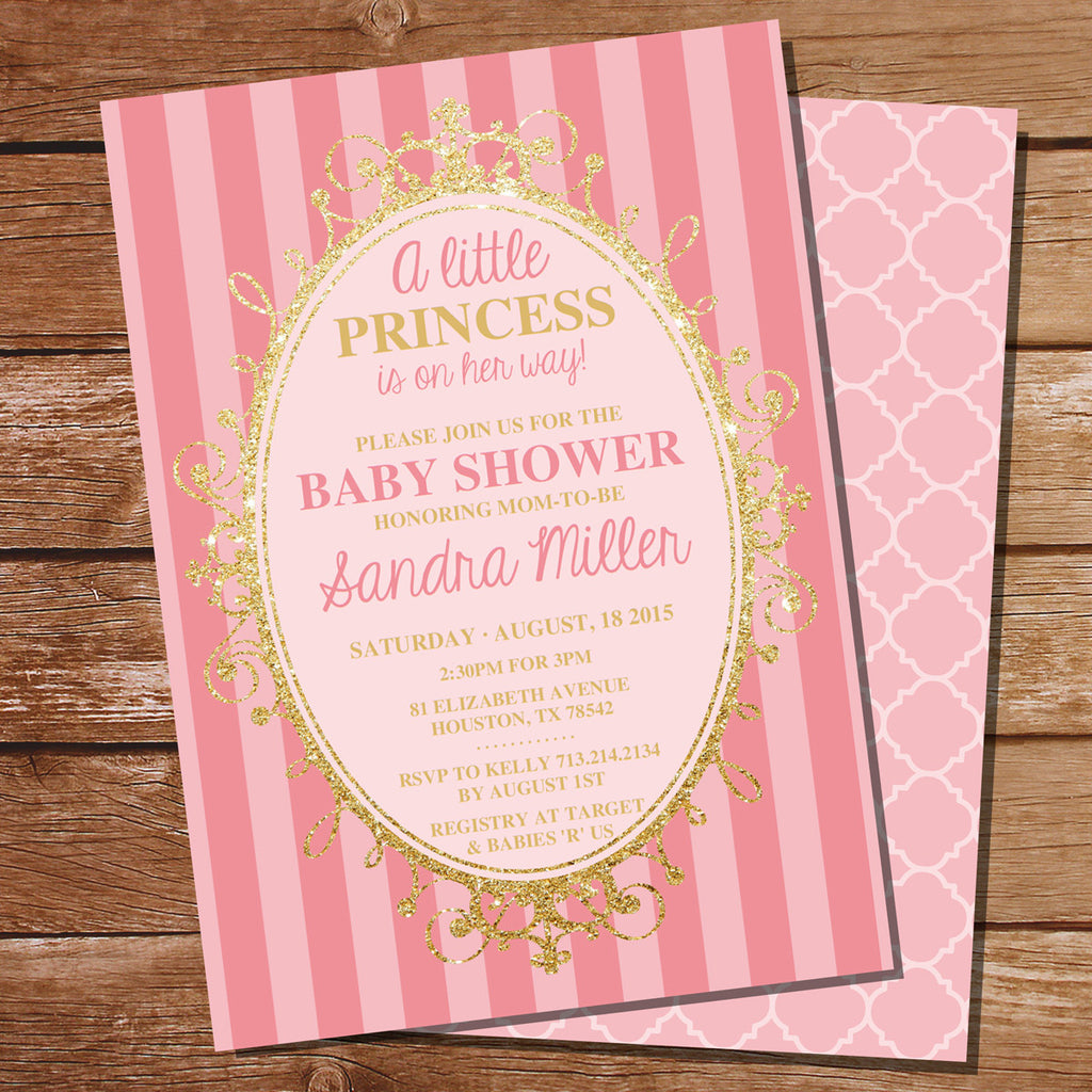 Pink and Gold Princess Party Invitation