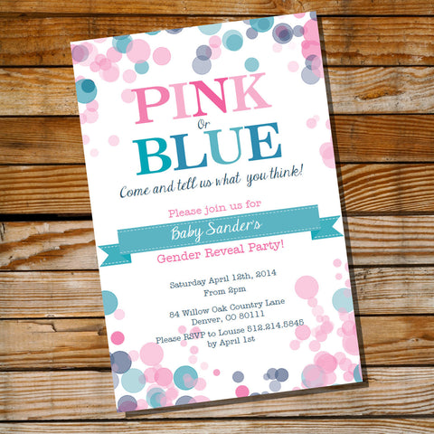 Pink Or Blue Gender Reveal Invitation | Boy Or Girl Baby Shower