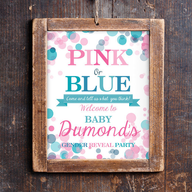 Pink Or Blue Gender Reveal Party Welcome Sign | Door Sign