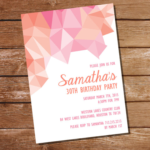 Pink and Orange Geometric Birthday Invitation