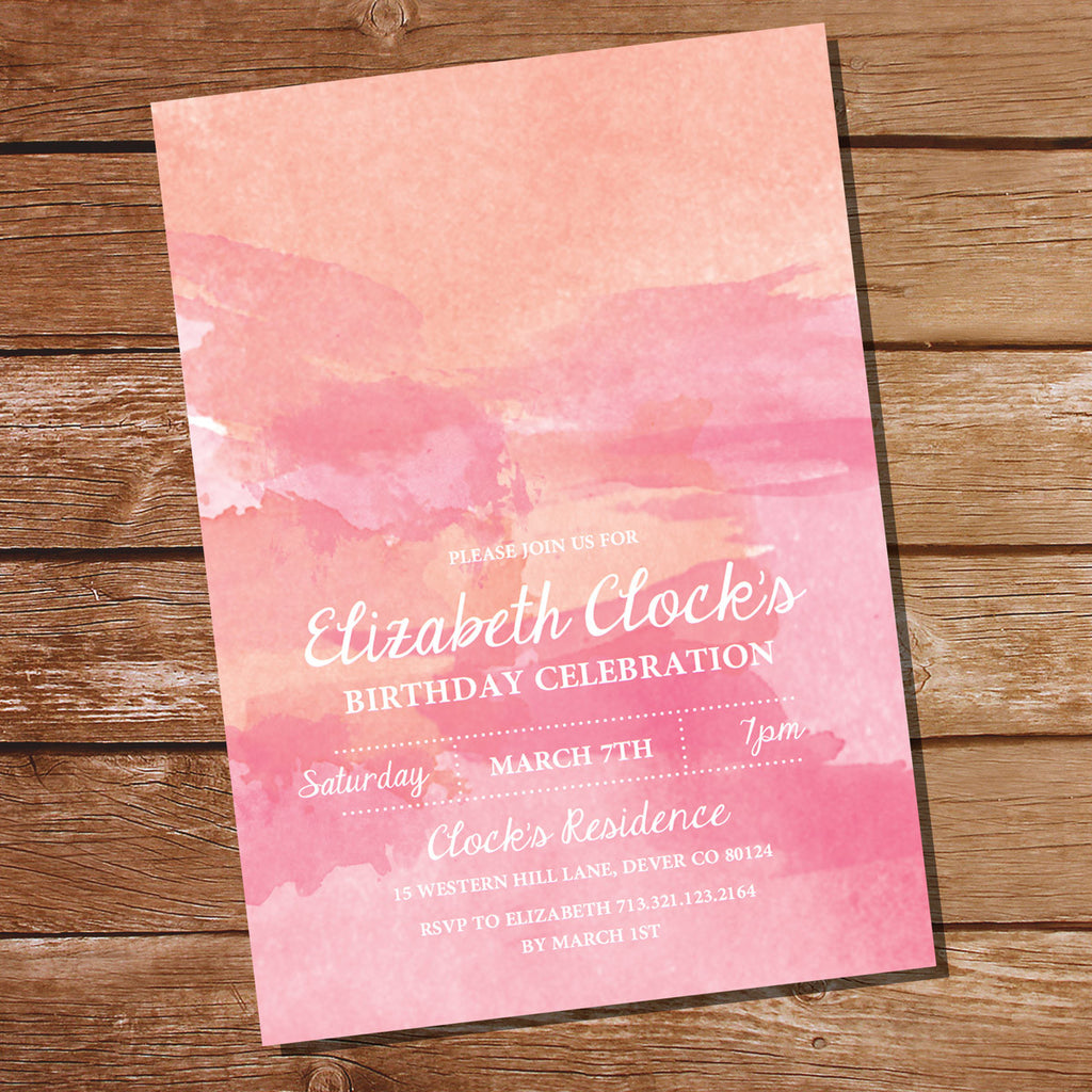 Pink and Orange Watercolor Invitation | Coral Invitation