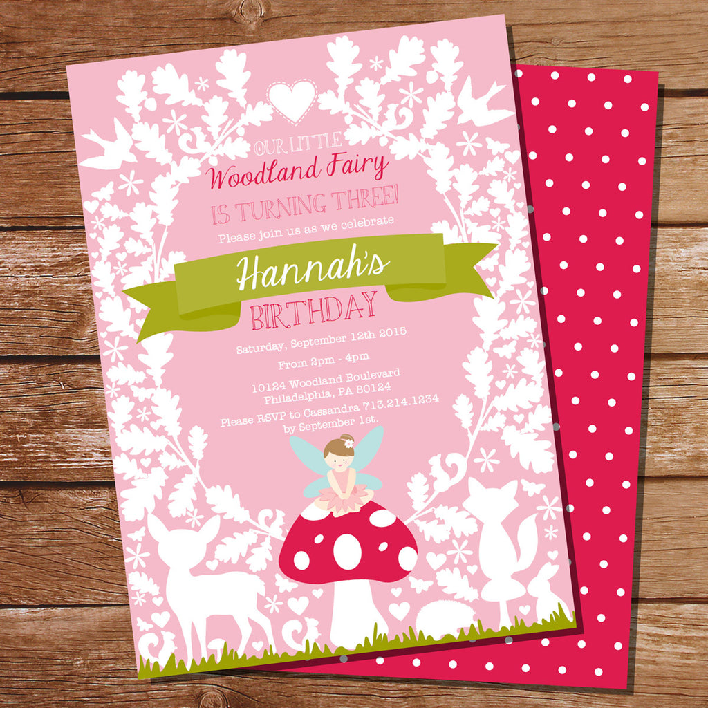 Pink Woodland Fairy Invitation | Enchanted Forest Fairy Invite