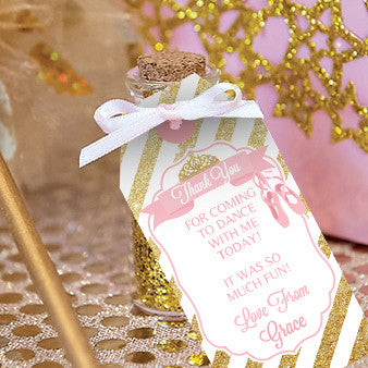 Ballet Party Favor Tags | Pink and Gold Ballerina Favors