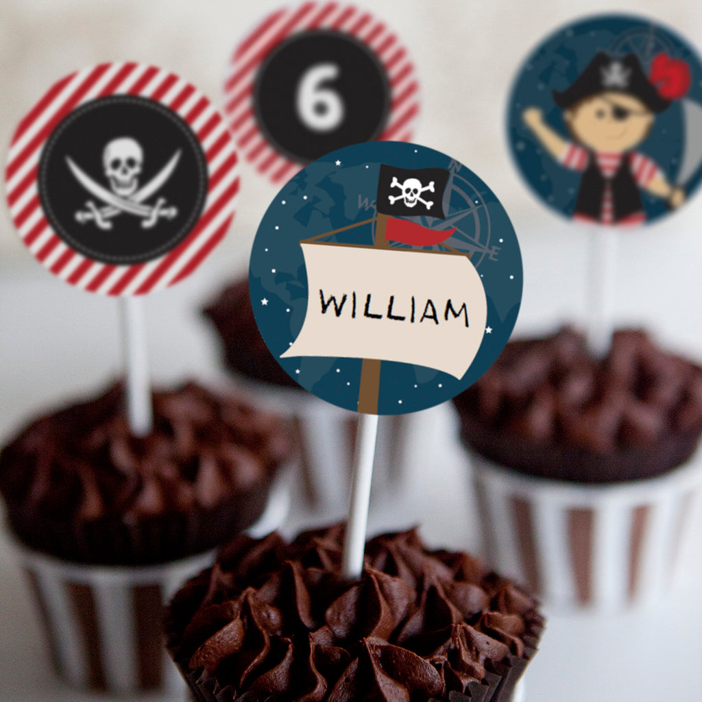 Pirate Birthday Party Cupcake Toppers  Amazing Pirate Party Decor –  Sunshine Parties