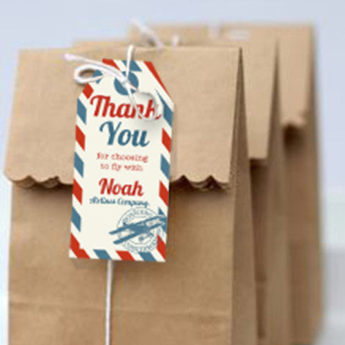 Vintage Airplane Ticket Party Favor Tags | Airplane Favors