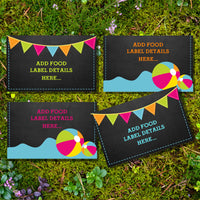 Summer Pool Party Food Label Tent Cards