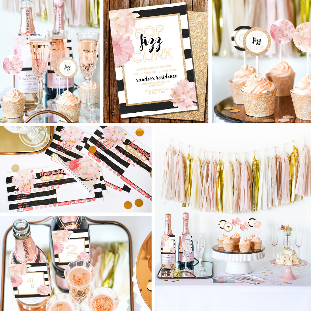 Pop Fizz Clink Champagne Tasting Party Printable Party Set