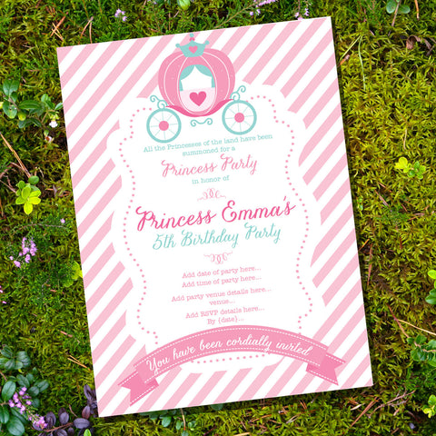 Princess Birthday Party Invitation | Cinderella Party Invite