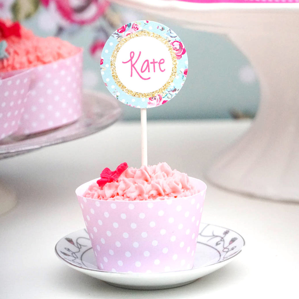 Princess Tea Party Cupcake Toppers | Cupcake Wrappers