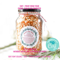 Christmas Gift Jar labels and Gift Tags | Christmas Cinnamon Sugar Popcorn