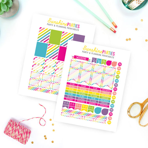 Rainbow Stripes Planner Stickers | Organizer Planner Stickers