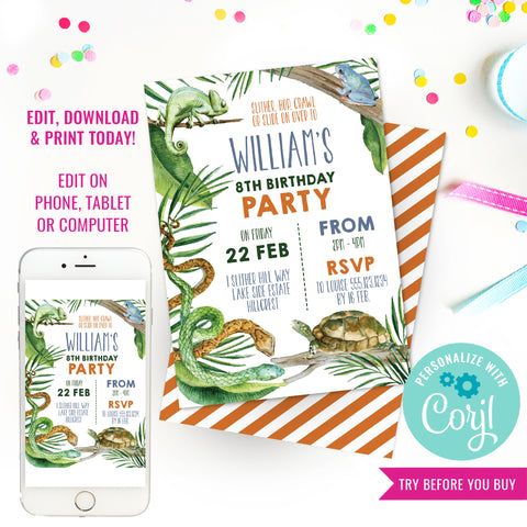 Reptile Party Invitation