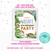 Reptile Birthday Party Sign