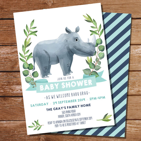 Rhino Baby Shower Invitation
