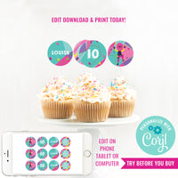 Rock Climbing Party Cupcake Topper for Girls