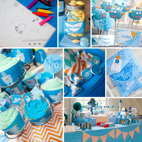 Retro Rockets and Robots Birthday Party Decorations | Space Party Decor