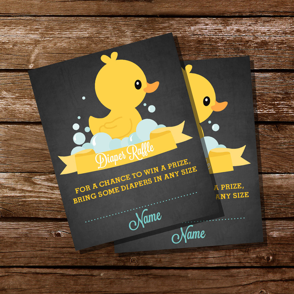 Rubber Duck Baby Shower Diaper Raffle Insert Card For A Girl or Boy