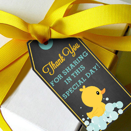 Rubber Duck Baby Shower Favor Tags For A Girl or Boy