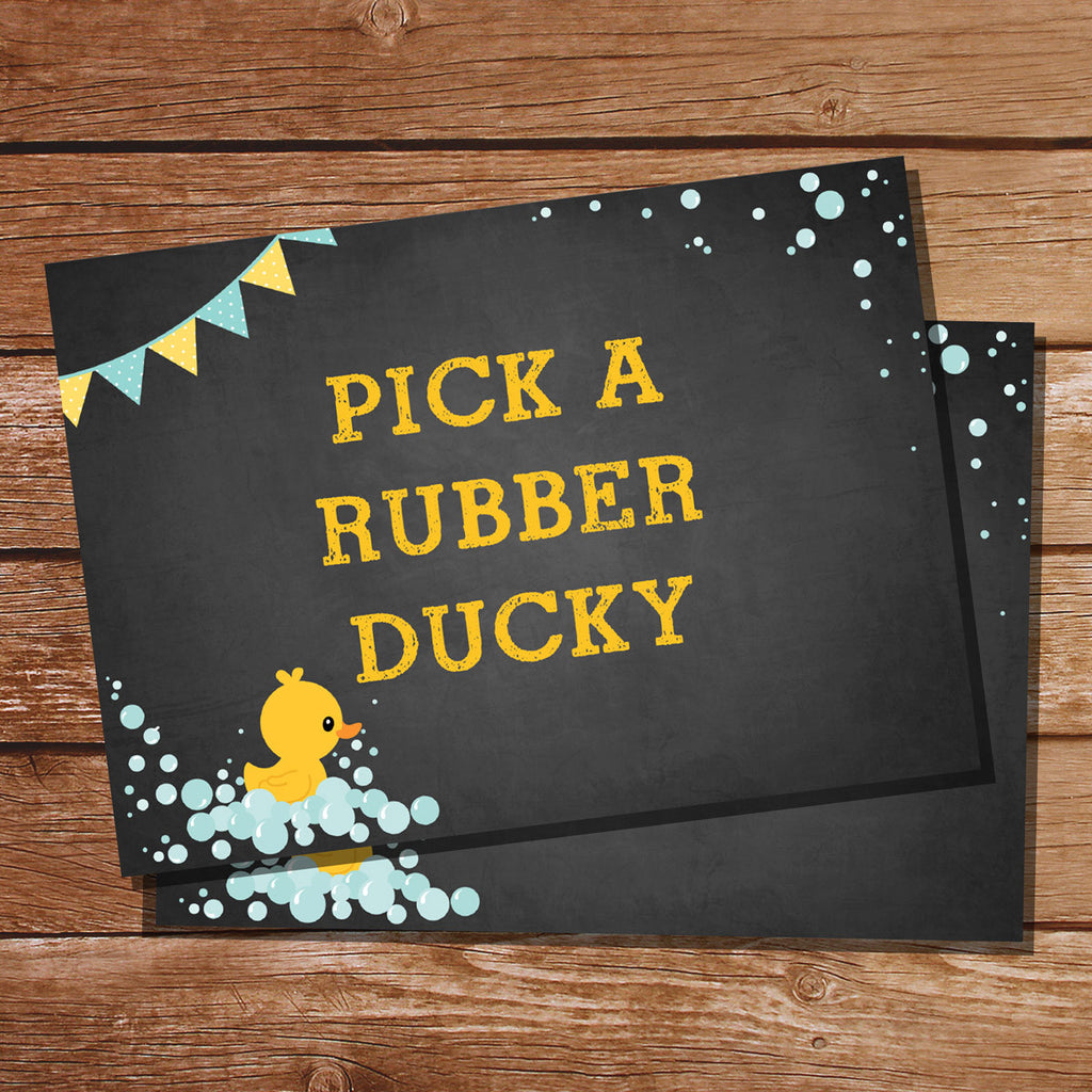 Unisex Rubber Duck Baby Shower Game Signs