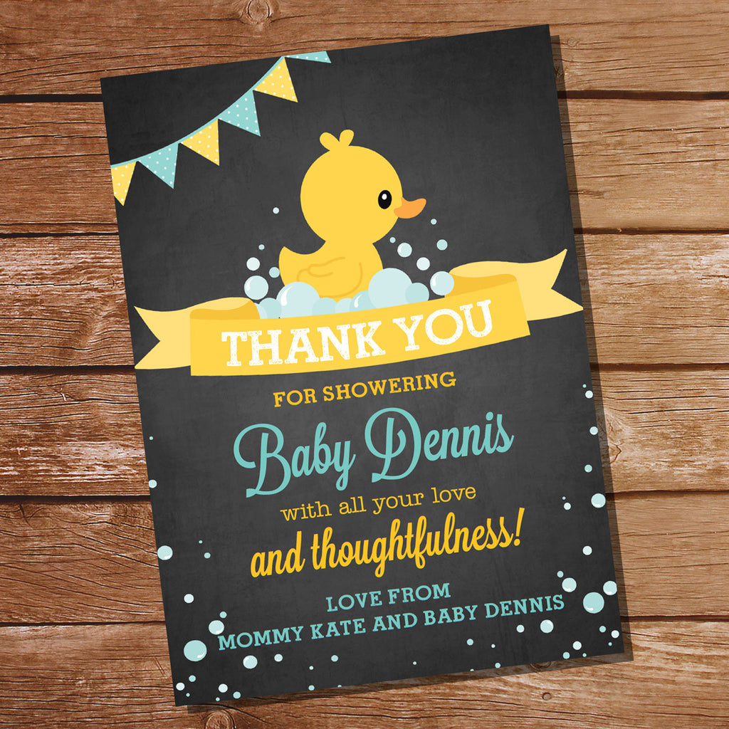 Unisex Rubber Duck Baby Shower Thank-You Card
