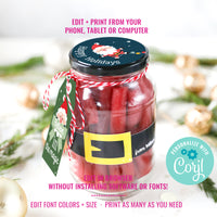 Santa Christmas Gift Jar labels and Gift Tags | Cute Santa Candy DIY Gift | Teachers Gift Ideas