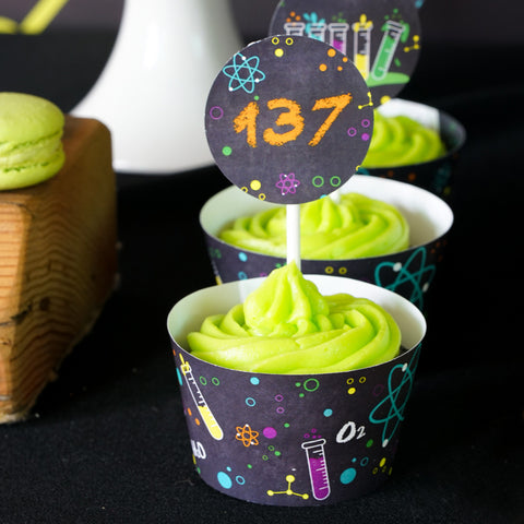 Science Experiment Party Cupcake Toppers | Mad Scientist Cupcake Wrappers