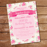 Shabby Chic Floral Birthday Party Invitation