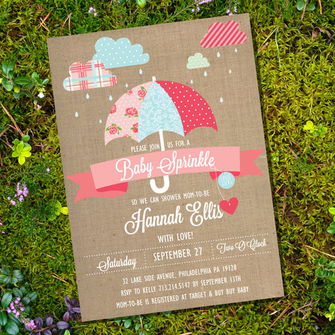 Shabby Chic Sprinkle Baby Shower Invitation For A Girl