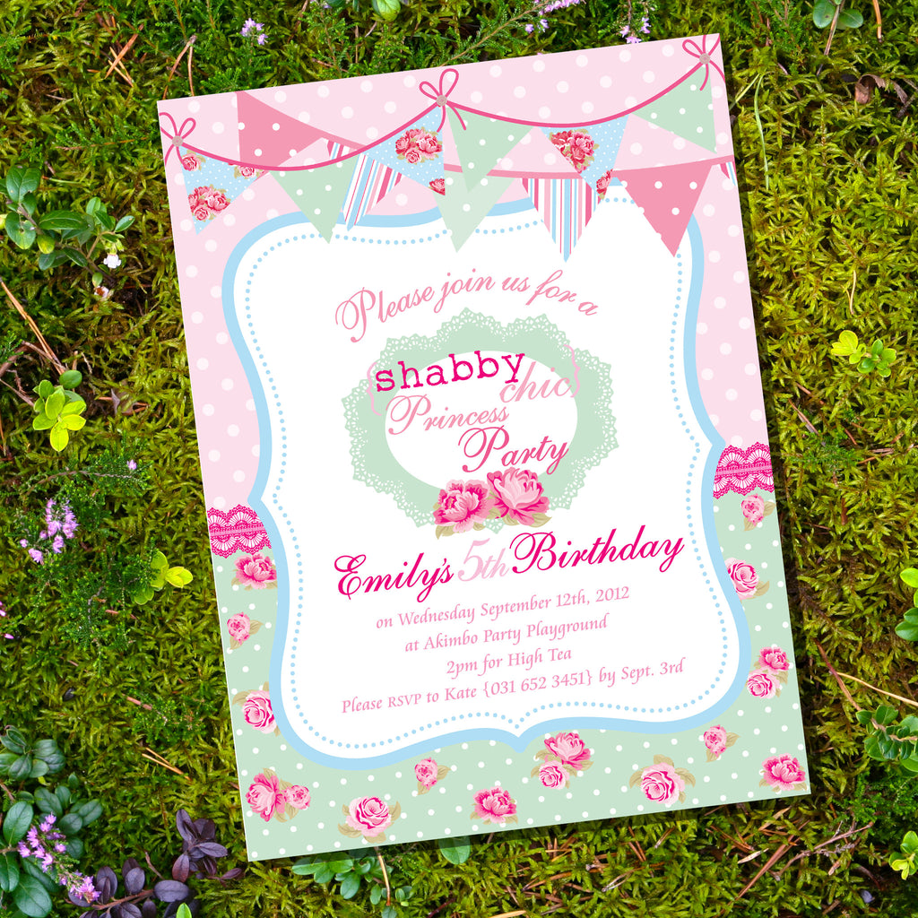 Shabby Chic Princess Birthday Party Invitation
