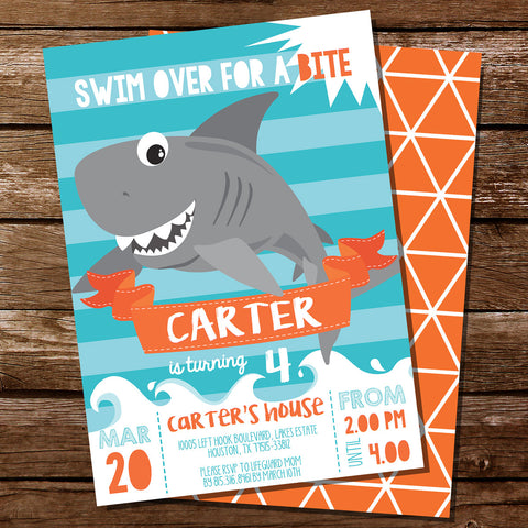 Shark Birthday Party Invitation