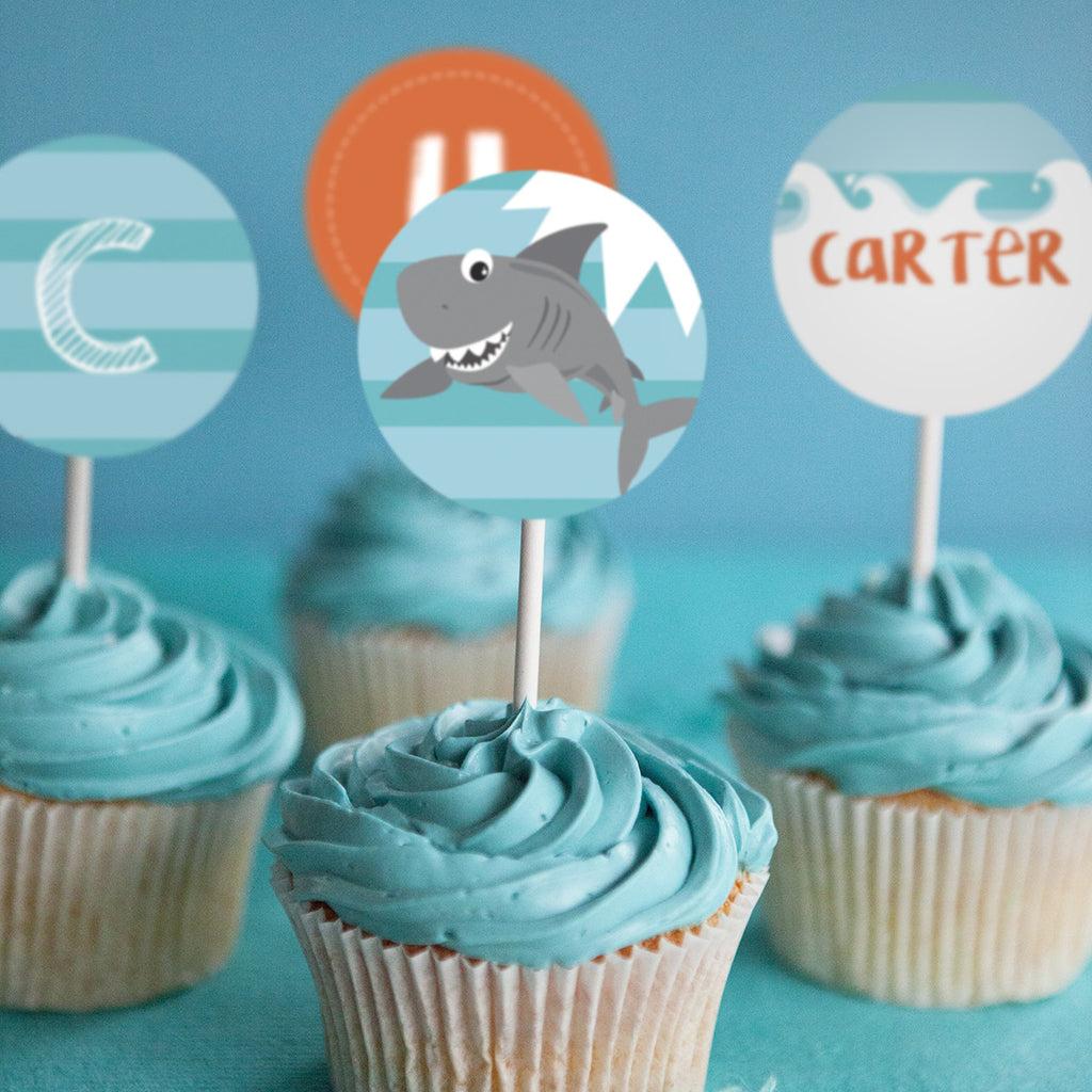 Shark Party Cupcake Toppers | Shark Birthday Decorations – Sunshine Parties shark-party-cupcake-toppers-shark-birthday-decorations-sunshine-parties
