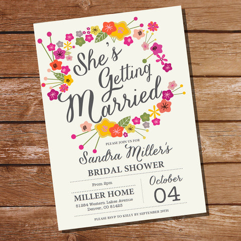 Floral Bridal Shower Invitation | She's Getting Married