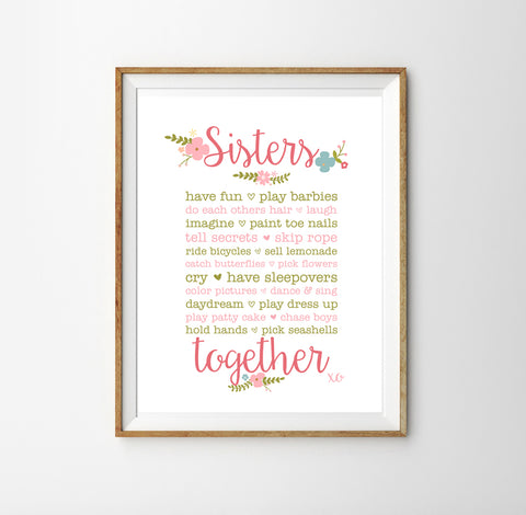 Sisters Together Poster  | Wall Decor