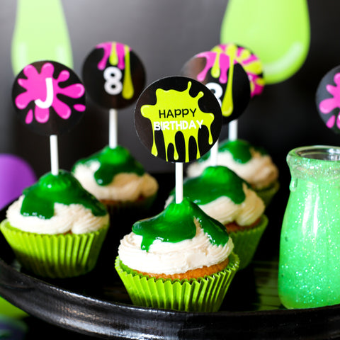 Slime Party Cupcake Toppers
