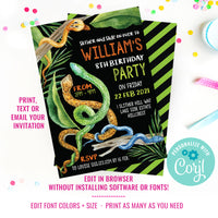 Snake Birthday Party Invitation