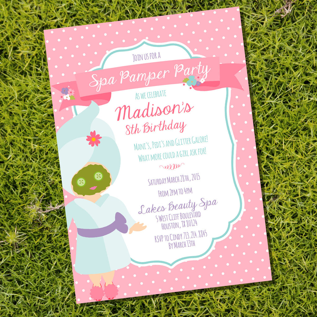 Spa Pamper Party Invitation for a Girl | Pamper Party