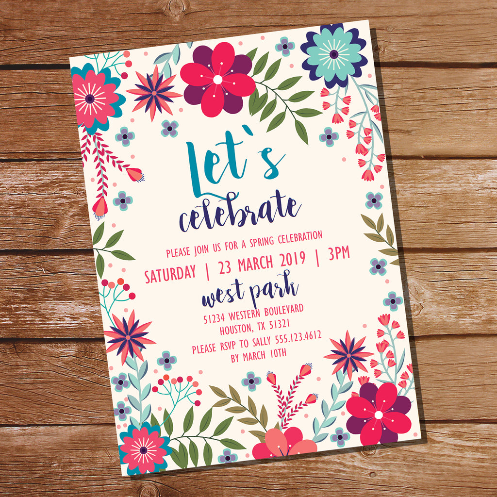 Floral Spring Party Invitation