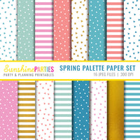 Bunny Garland SVG and Hand Cut Out Template and Spring Digital Paper Set | Easter Digital Paper Bundle