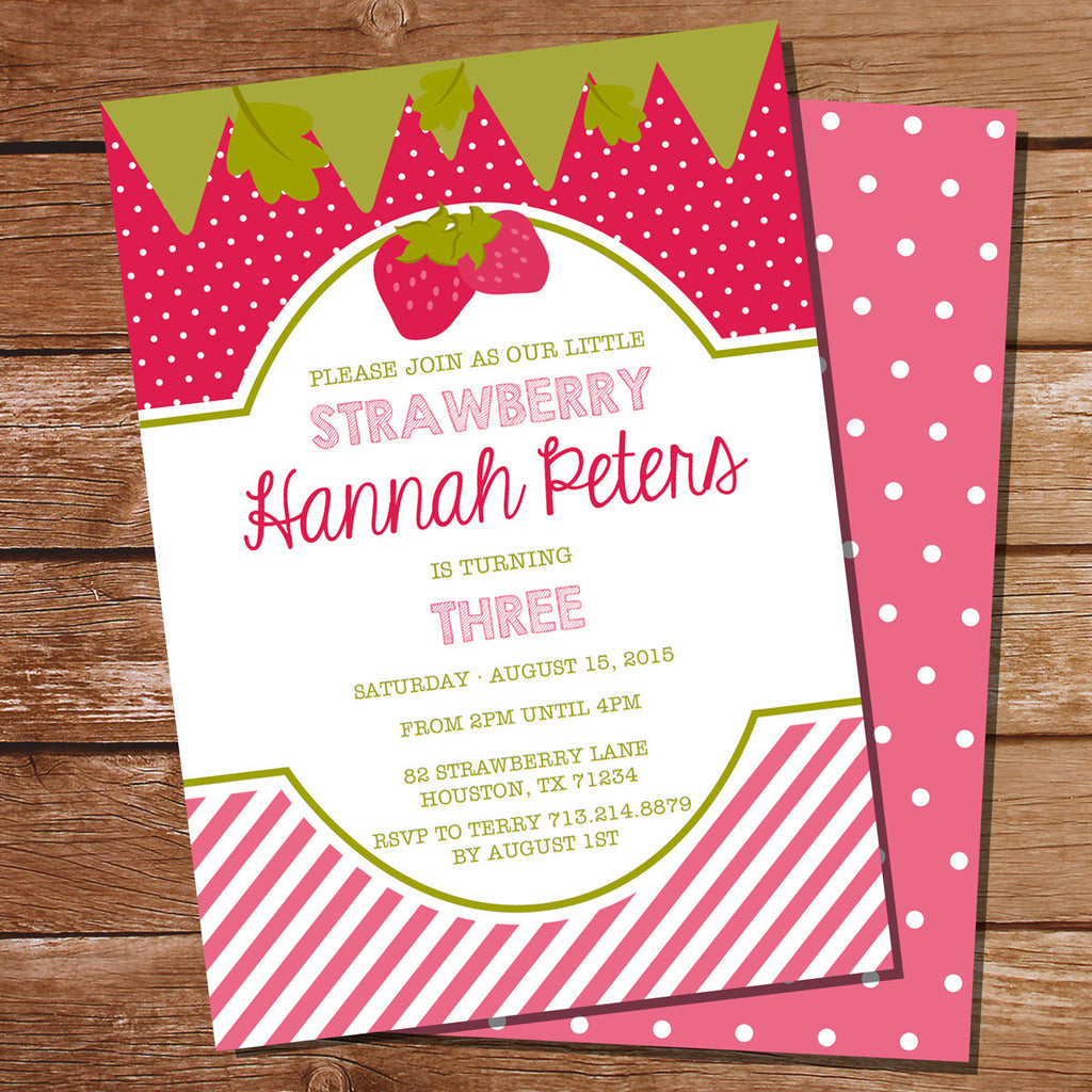 Strawberry Party Invitation for a Girl | Strawberry Shortcake