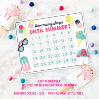 Countdown Calendar for Girls | Printable Countdown Calendar | Countdown to Summer